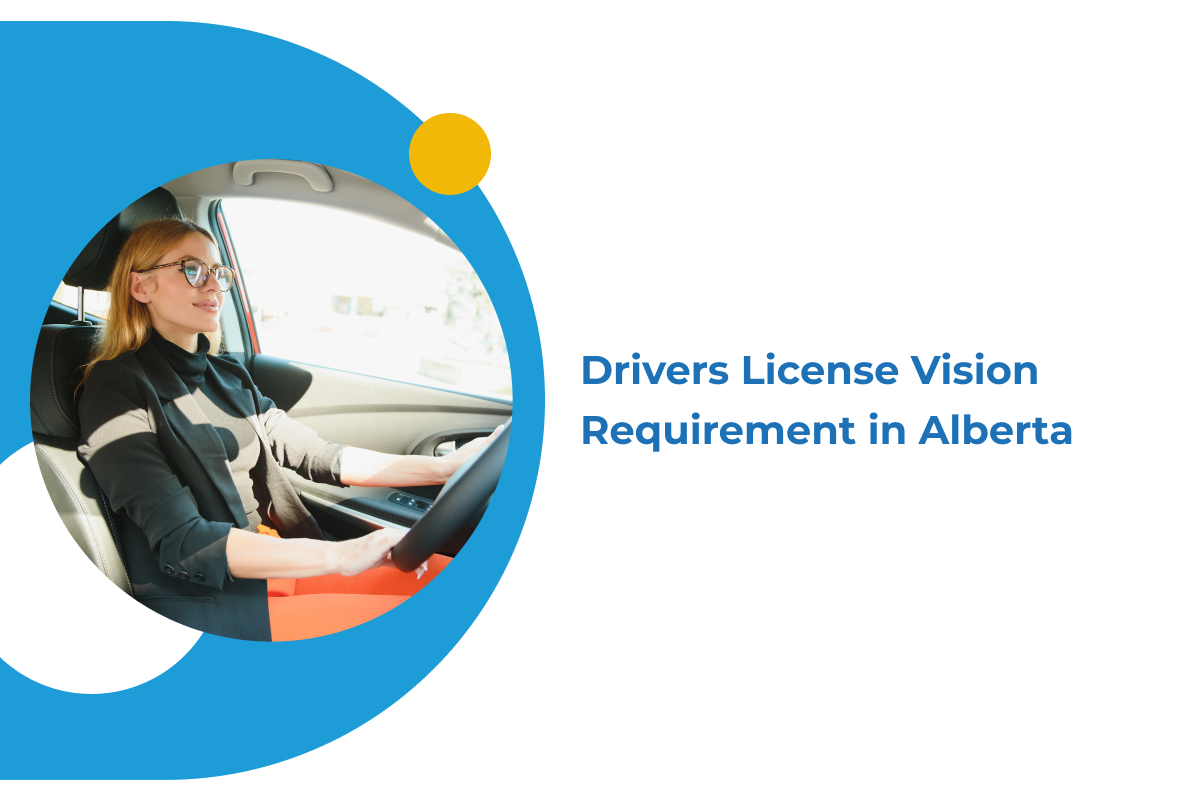 A woman wearing glasses smiles as she drives a car.